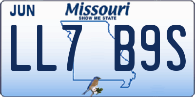 MO license plate LL7B9S