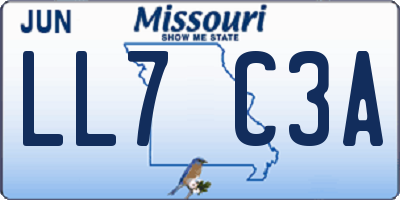 MO license plate LL7C3A