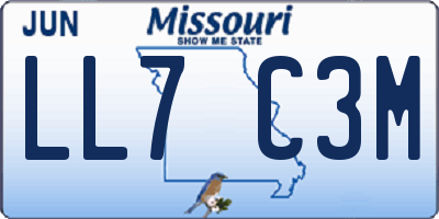 MO license plate LL7C3M