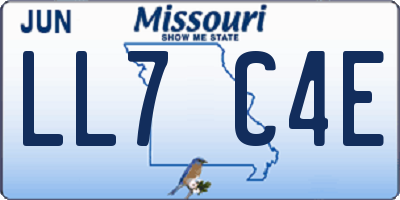 MO license plate LL7C4E