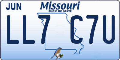 MO license plate LL7C7U