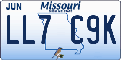 MO license plate LL7C9K