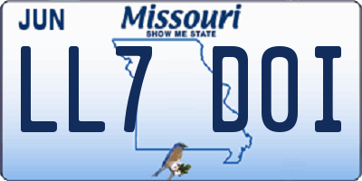 MO license plate LL7D0I