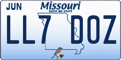 MO license plate LL7D0Z