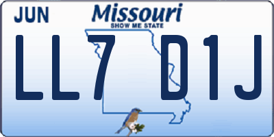 MO license plate LL7D1J