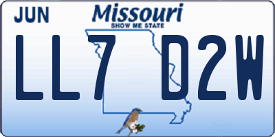 MO license plate LL7D2W