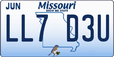 MO license plate LL7D3U
