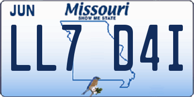 MO license plate LL7D4I