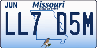 MO license plate LL7D5M
