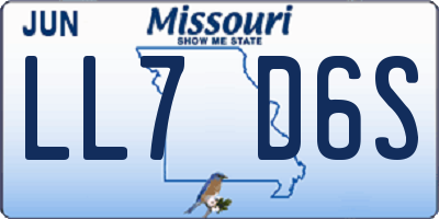 MO license plate LL7D6S
