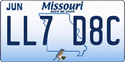 MO license plate LL7D8C