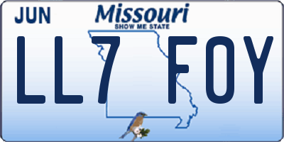 MO license plate LL7F0Y