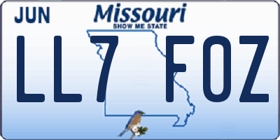 MO license plate LL7F0Z
