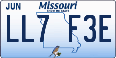 MO license plate LL7F3E