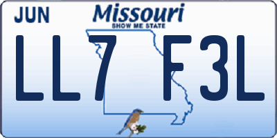 MO license plate LL7F3L