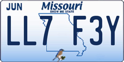 MO license plate LL7F3Y