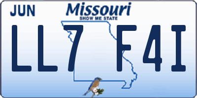 MO license plate LL7F4I