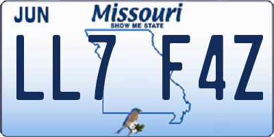 MO license plate LL7F4Z