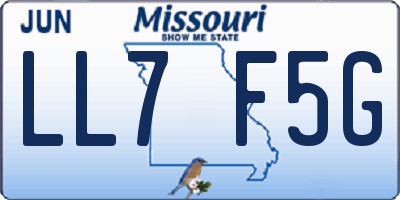 MO license plate LL7F5G