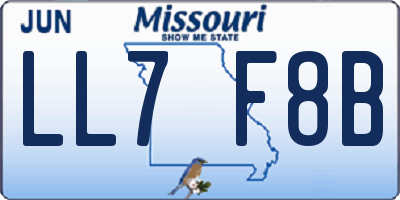 MO license plate LL7F8B