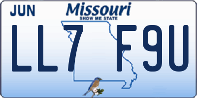 MO license plate LL7F9U