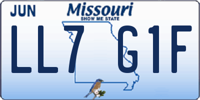 MO license plate LL7G1F