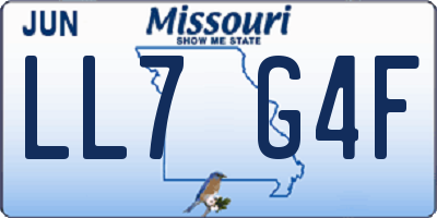 MO license plate LL7G4F