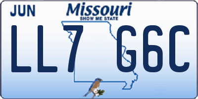 MO license plate LL7G6C