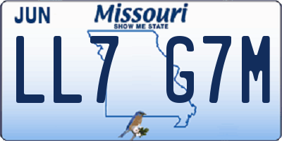 MO license plate LL7G7M