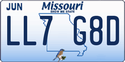 MO license plate LL7G8D
