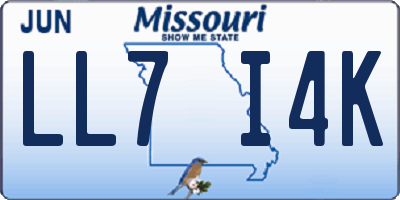 MO license plate LL7I4K