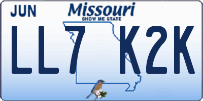 MO license plate LL7K2K
