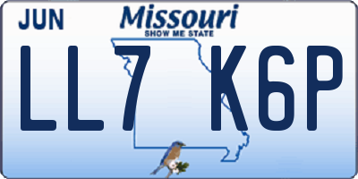 MO license plate LL7K6P