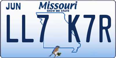 MO license plate LL7K7R