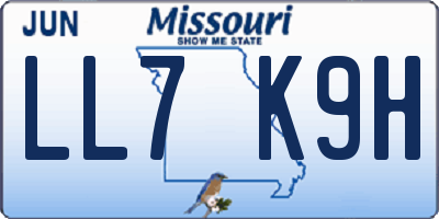 MO license plate LL7K9H