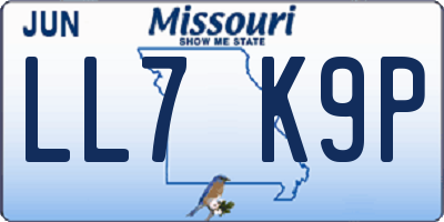 MO license plate LL7K9P