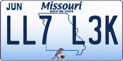 MO license plate LL7L3K
