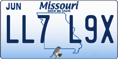 MO license plate LL7L9X