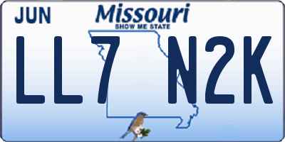MO license plate LL7N2K