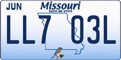 MO license plate LL7O3L