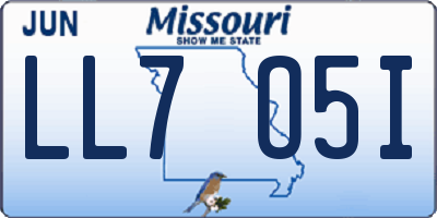 MO license plate LL7O5I