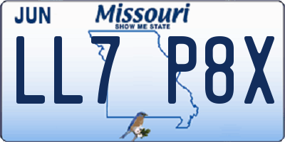MO license plate LL7P8X