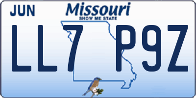 MO license plate LL7P9Z