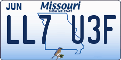 MO license plate LL7U3F