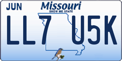 MO license plate LL7U5K