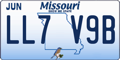MO license plate LL7V9B