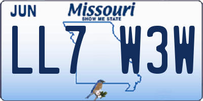 MO license plate LL7W3W