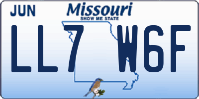 MO license plate LL7W6F