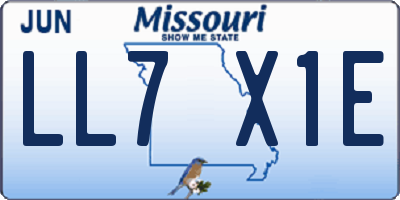 MO license plate LL7X1E
