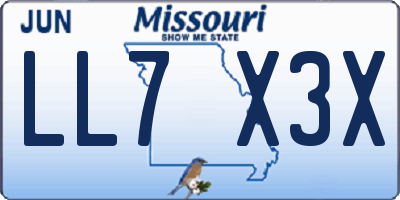 MO license plate LL7X3X